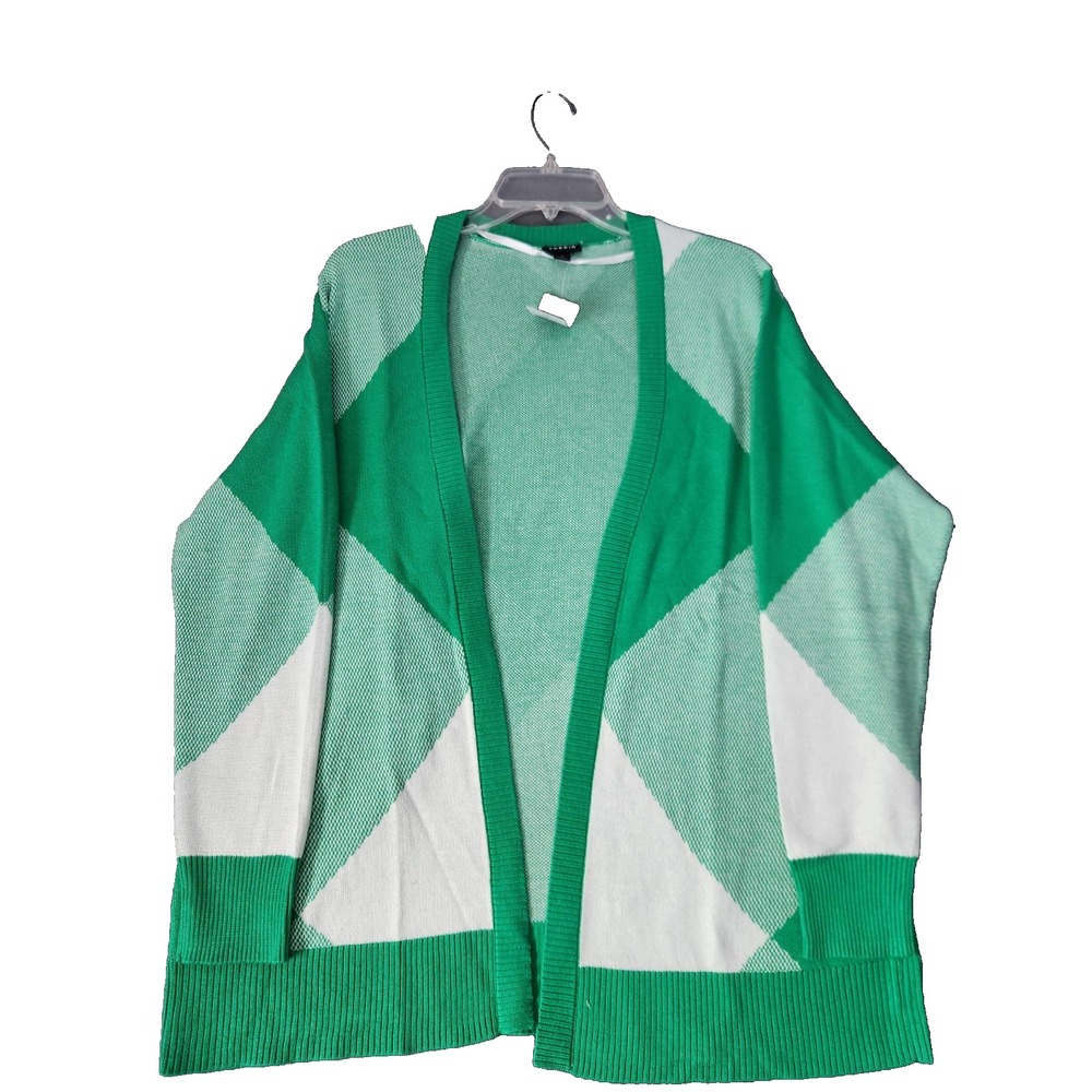 NWT TORRID‎ Women's Green Argyle Cardigan Sweater Lightweight Open Front Size 1X
